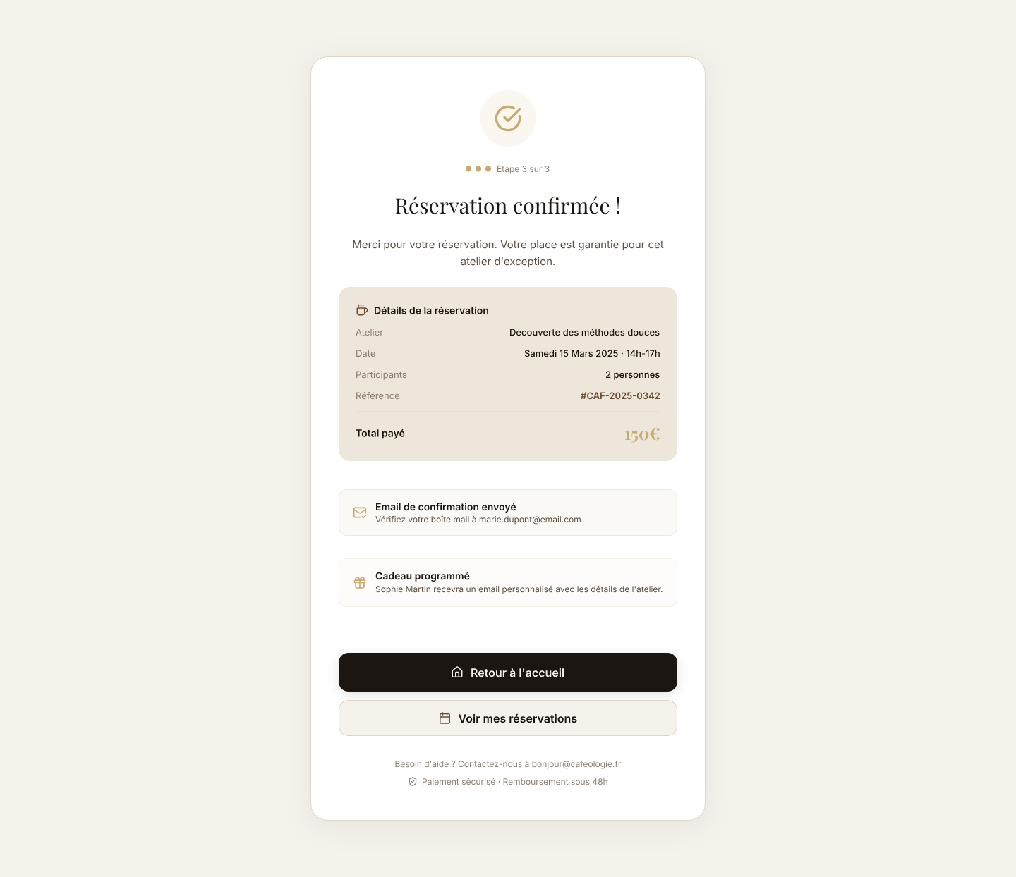 ele · réservation étape 3, confirmation