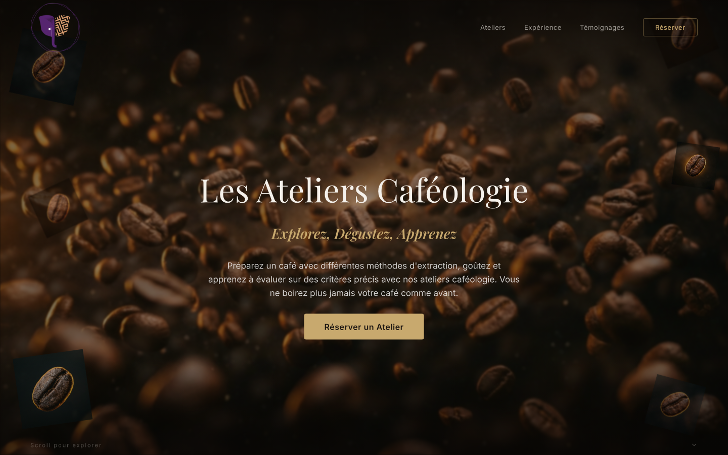 Site web et identité visuelle ele — Ateliers Caféologie, réalisés par Studio Skøne