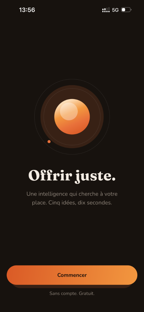 GiftMatch · application mobile qui génère des idées cadeaux personnalisées par IA