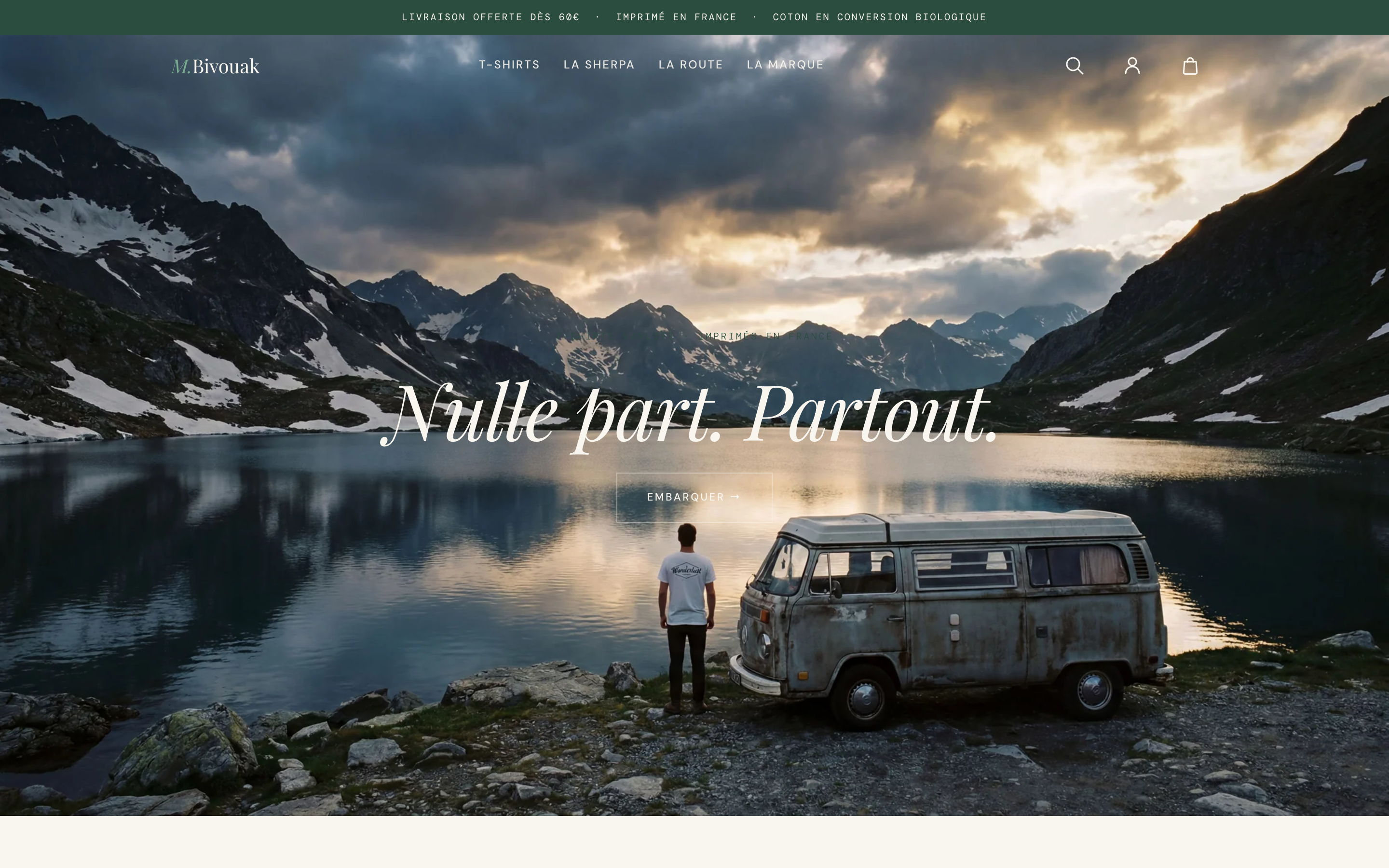 M.Bivouak — identité de marque outdoor et boutique Shopify